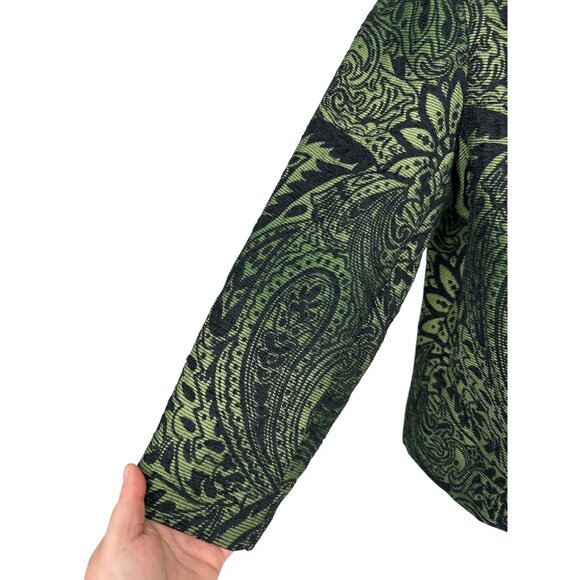 Susan Graver Style Ombre Greens Floral Embroidered Zip Jacket Size 1X - Picture 4 of 10